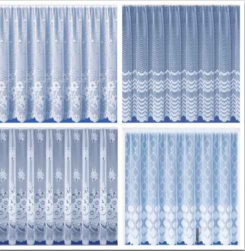 White lace net curtains slot - white,