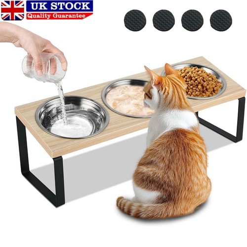 Raised cat food bowl set - cat, 3pcs