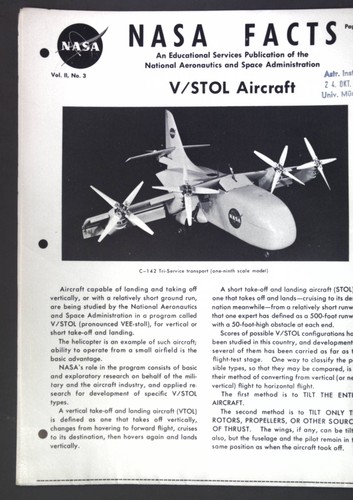 Stol aircraft nasa facts - v,