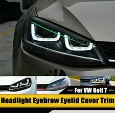 For VW Golf 7 GTI GTD R MK7 13-18 Glossy Black Headlight Eyebrow Eyelids Cover