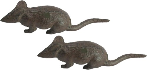 2pc cast iron brown mouse - cast,