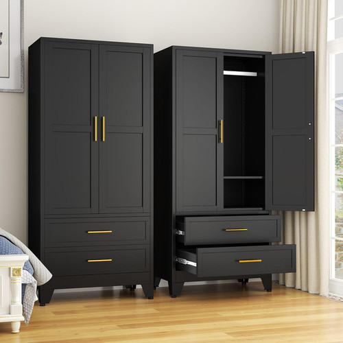 Metal wardrobe cabinet 71in - metal,