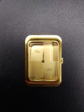 Vintage Mens Pilot Watch Dress Style Chequerboard Dial Gold Tone