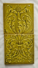 STUNNING PILKINGTON TILE PANEL WITH TWO ANTIQUE 6 INCH TILES
