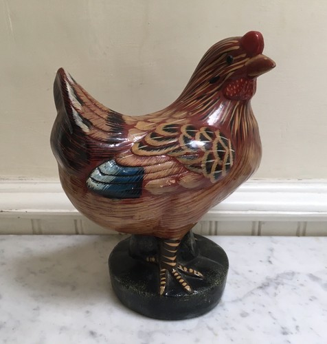 Vintage pottery hen chicken - pottery,