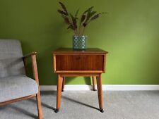 Mid Century Beech and Walnut Cabinet / Storage Table on Castors, 1950s Vintage