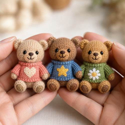 Mini bears knitting pattern - bears,
