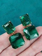 CLIP ON green FACETED CRYSTAL