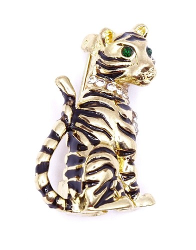 Gold diamante sitting - diamante, tiger
