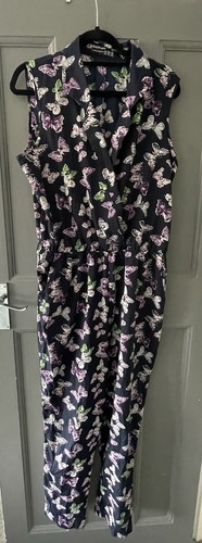 Navy blue butterfly jumpsuit - navy,