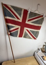 Vintage 1940s 50s British Union Jack Flag 77 x 52 cm Woven Cotton Original Pole