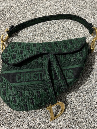 Dior saddle green black logo - dior, green/black