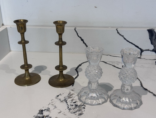Brass candlesticks pair - candlesticks,