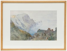 Henry R. B. Donne (1860-1949) - Watercolour, Cottages in a Coastal Landscape