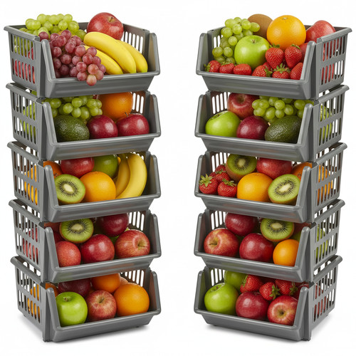 18cm silver plastic stacking - silver,
