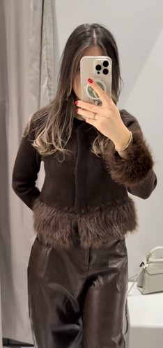 Zara brown fur cropped - zara,