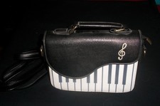 Elegant casual handbag with black piano design Hand bag for women music bag