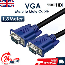 1.8 Meter VGA / SVGA 15 Pin PC Computer Monitor LCD Extension Cable Male to Male