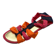 Kylie Womens Pink Orange Textile Flat Strappy Gladiator Sandals Size UK 5 Used