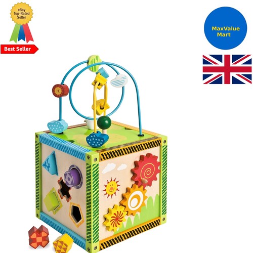 Sensory wooden activity cube - wooden,