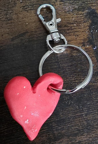 Red heart fimo - fimo, keyring