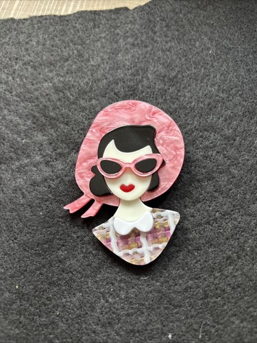 Acrylic lady brooch - acrylic,