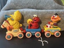 Tyco Vintage Sesame Street Band Parade Pull Train Toy Baby Big Bird, Elmo Ernie