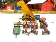 DINKY.FARM.1:43.MASSEY HARRIS TRACTOR.DISC HARROW.RAKE. TRAILER. ELEVATOR.Ect