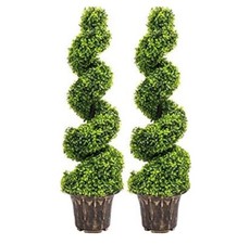 Twisted Pair of Artificial Plants Cedar Spiral Topiary Tree Artificial 6 Left?