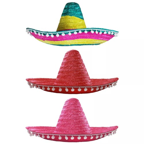 Childs sombrero hats - red, pink
