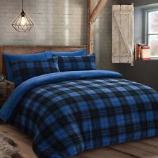 Teddy Bedding Set Red Check Plaid Pattern Navy Grey Duvet Cover & Pillowcase Set