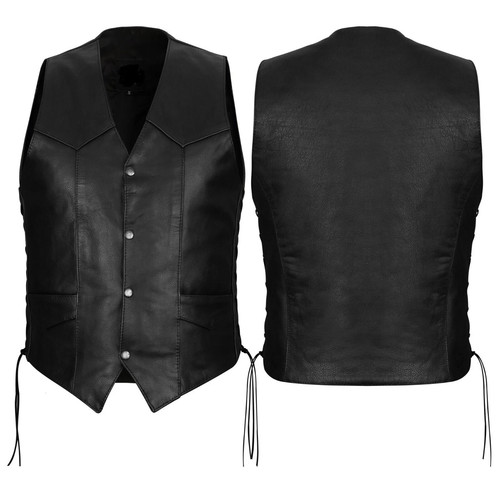 Men black leather biker - leather,