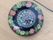 Vintage Scottish Monart Paul Ysart Millefiori & Latticino Glass Paperweight