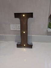 Large 16" x 7.5" Light Up Carnival Letter 'I' Wood And Galvanised Steel 