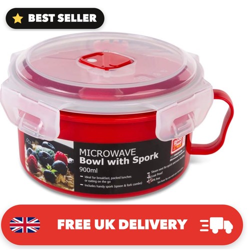 Microwave bowl with spork - with,