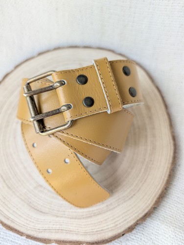 Mustard yellow leather - mustard, brass