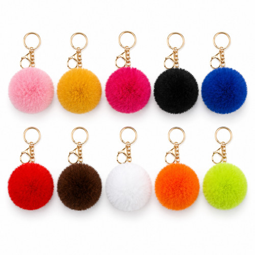 6cm faux fur - pom, keyring