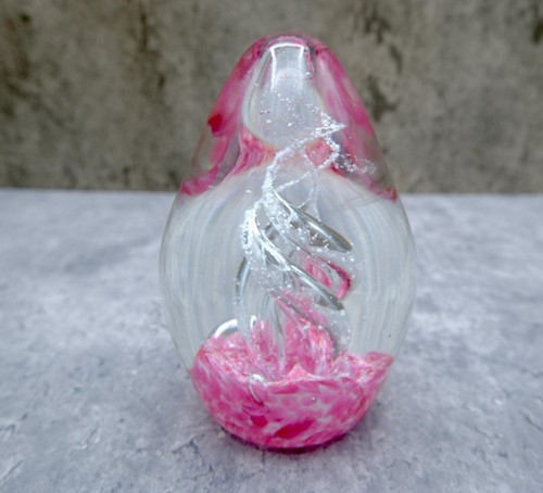 Art glass pink white swirl - pink, &