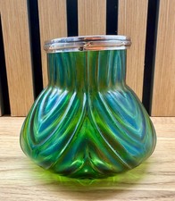 Loetz Iridescent silver rim