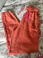 M&S Boutique Orange Dark Peach Washed Lounge Joggers Size Small Long