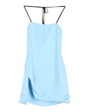 The Attico Knotted Strap Mini Dress in Baby Blue Silk