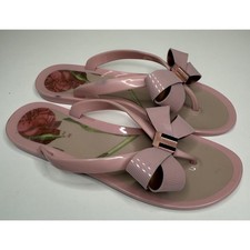 Ted Baker London Susie P Bow Sandals Womens EU 39 US 8 Pink Plastic Flip Flop