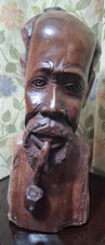 African wooden carved head - african,