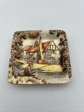 Vintage Newhall pub ashtray 'Great Stuff This BASS' small ceramic dish - 10cm Sq