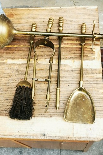 Vintage solid brass fireside - brass,