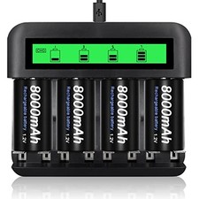 4-Pack D Cell 8000mAh Ni-Mh