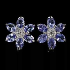 Silver Earrings Blue Tanzanite