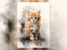 Fluffy Ginger Kitten 5"x7"