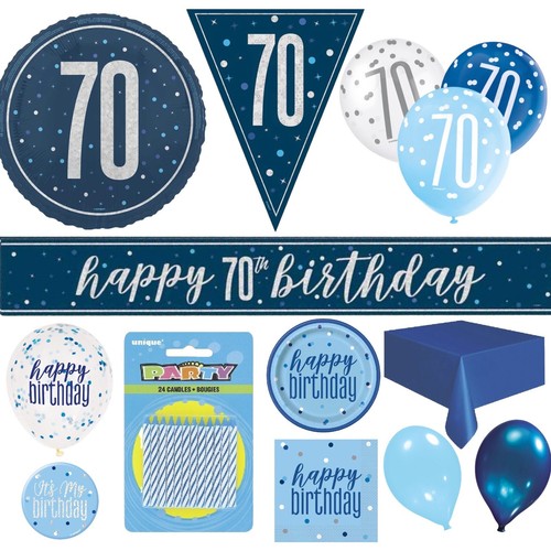 Blue 70th birthday decorations - birthday,