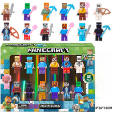 12PCS Minecraft Figure Pack Series Overworld Player Survival Playset Steve Toy